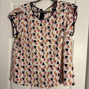 Forever21 Geometric Bow tie-back Business Casual Top 2X
